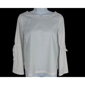 Loft Long-Sleeve Blouse With Adjustable Tie Details & Round Neck Blouse Sz XSP